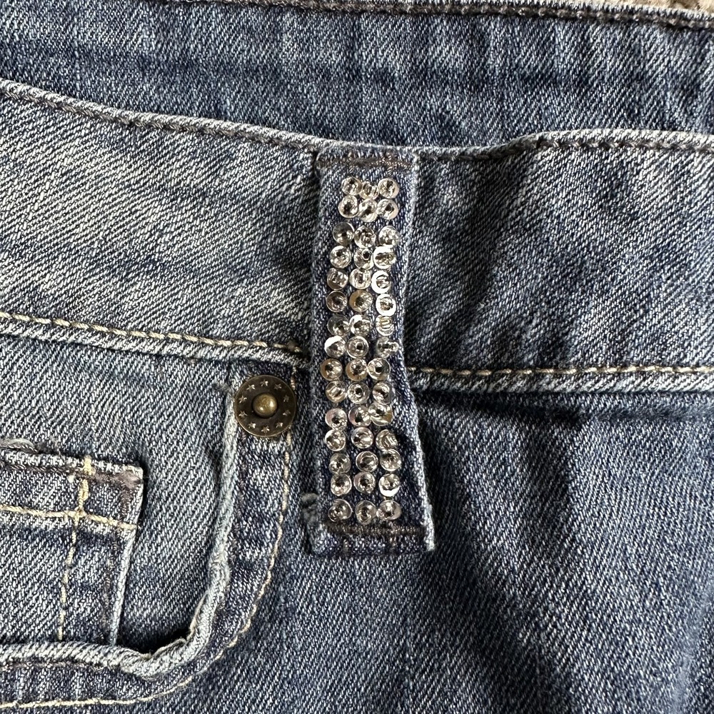 Authentic Icon Shorts Womens 30 Distressed Low Rise Y2K Rodeo Festival Sequin - Picture 7 of 16